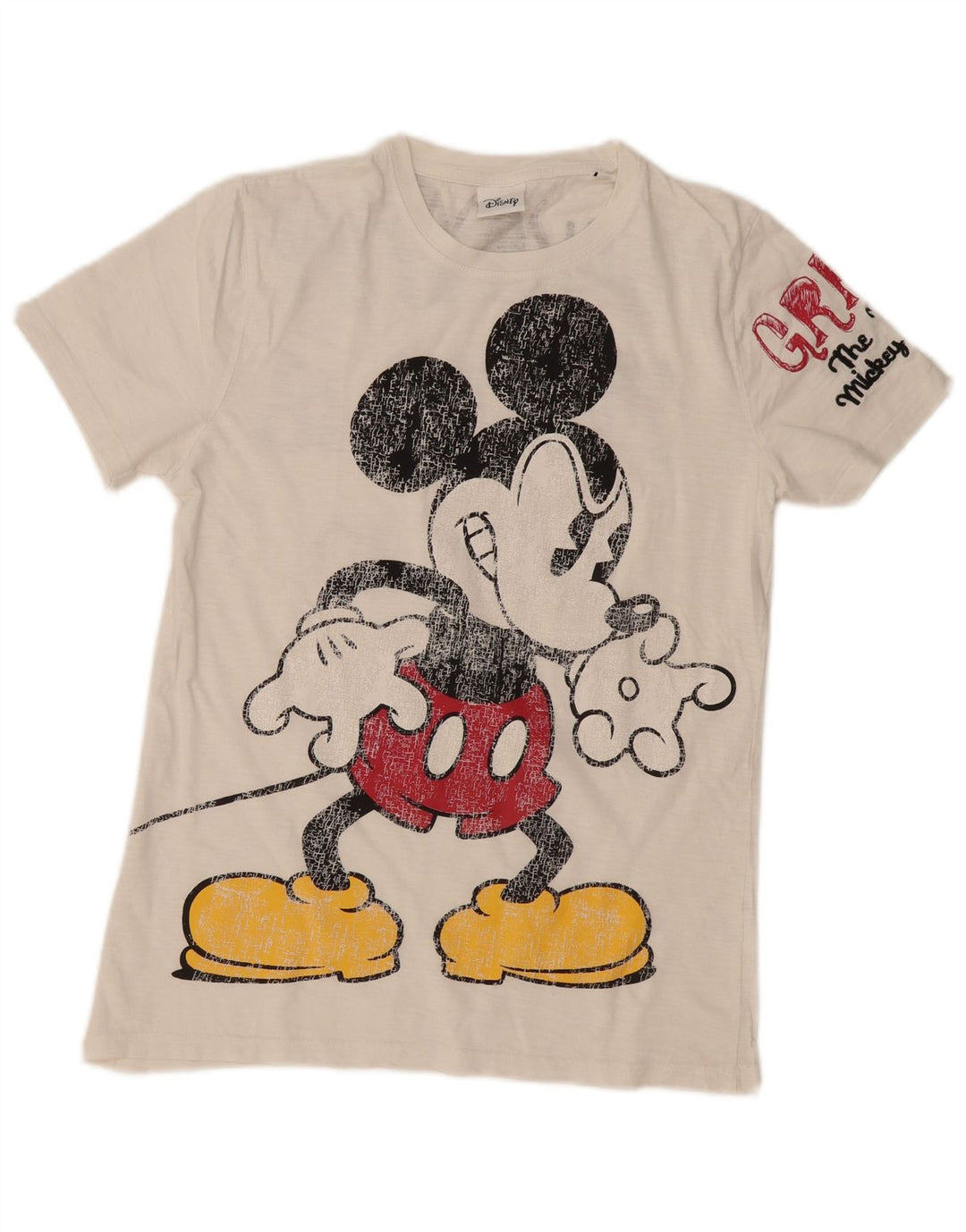Camiseta masculina Disney Mickey Mouse com estampa gráfica de algodão branco médio