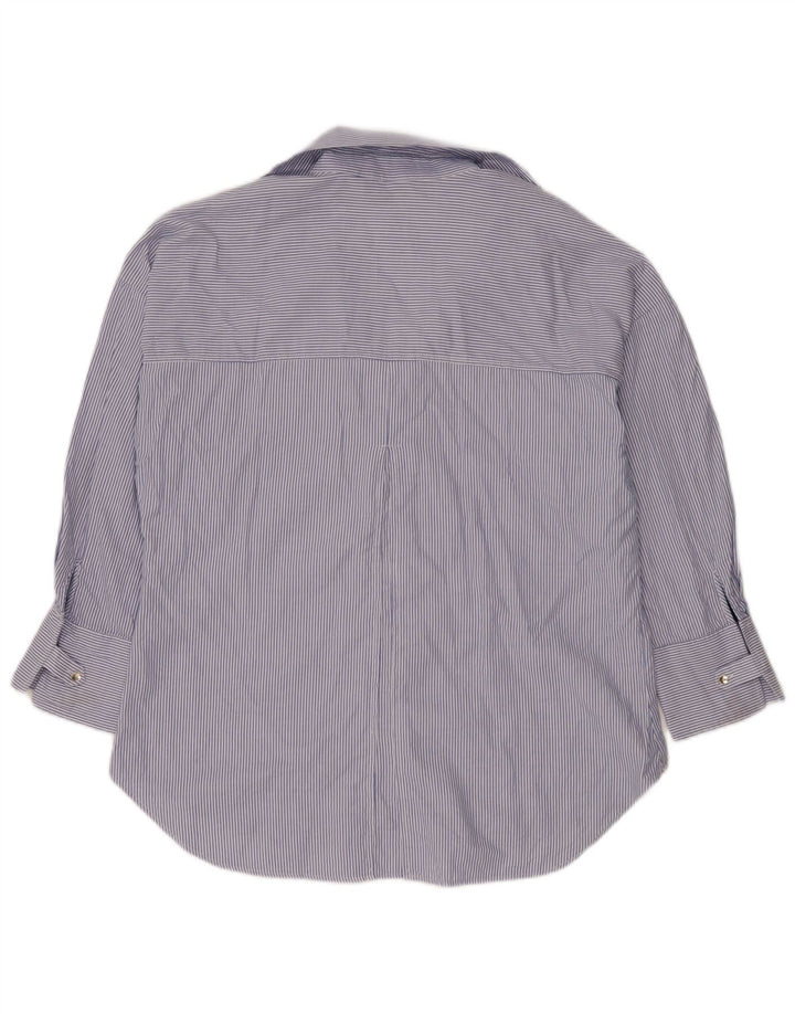 Camisa oversized feminina Zara UK 16 listra azul grande