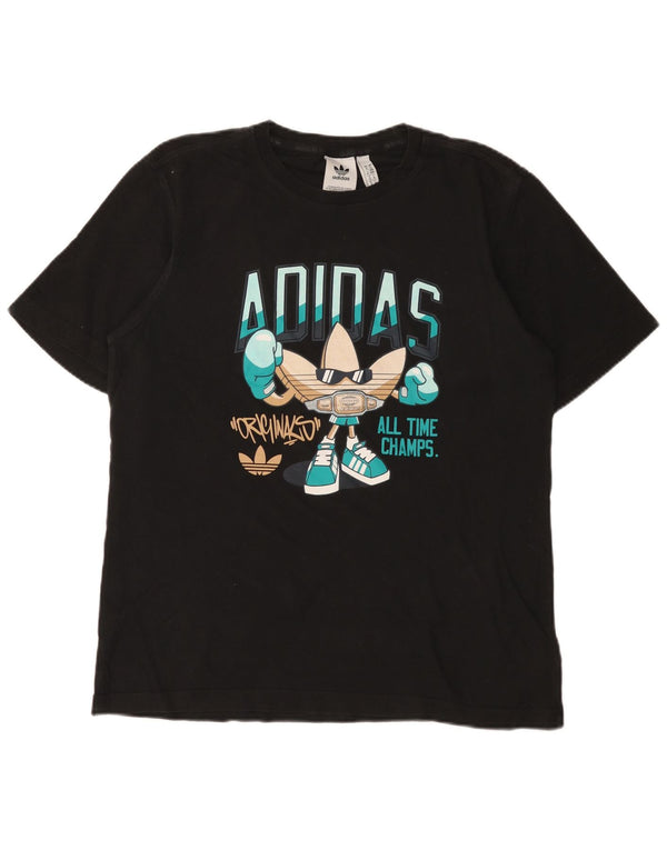 Adidas Mens Graphic T-Shirt Top Médio Algodão Preto