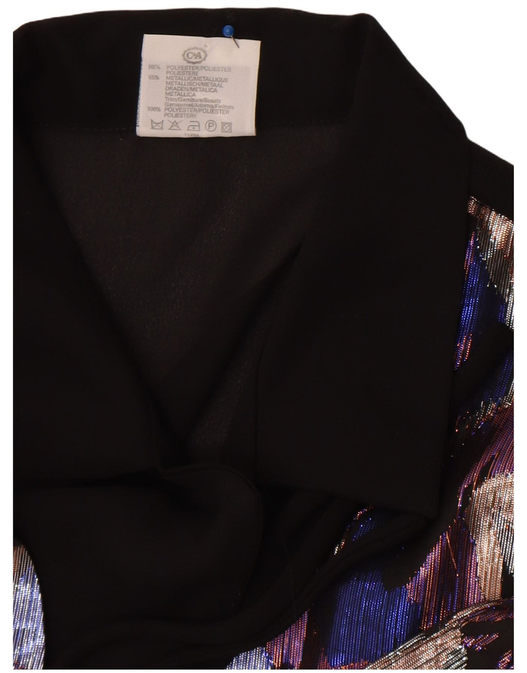 Blusa feminina C&A com ajuste relaxado e padrão abstrato Reino Unido 16 grande preta