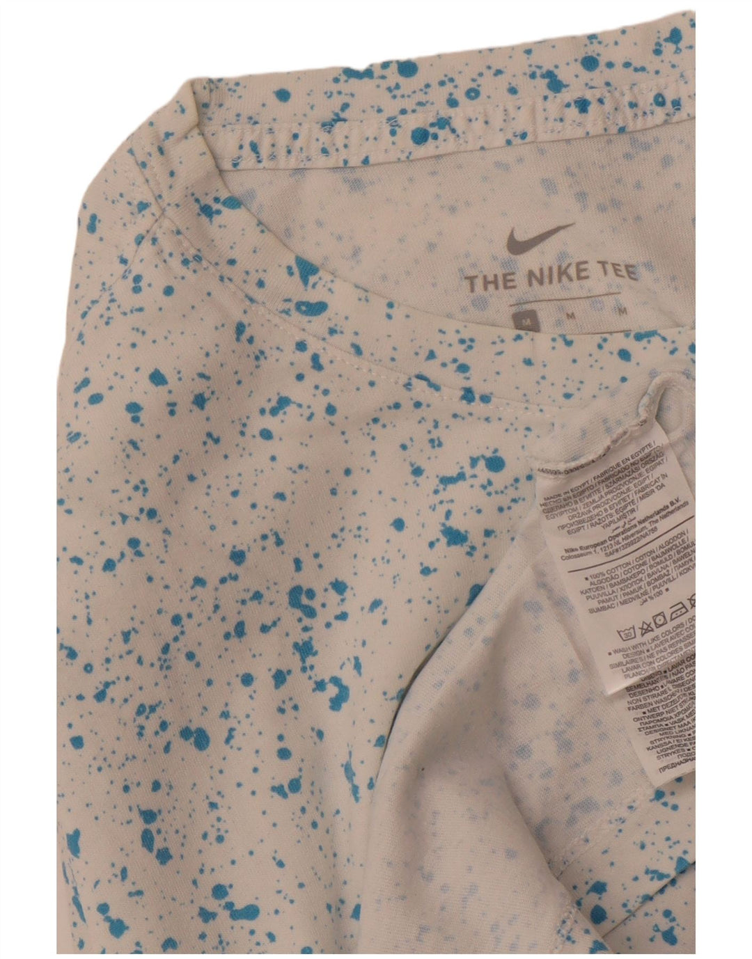 Camiseta gráfica masculina NIKE Top médio branco manchado de algodão