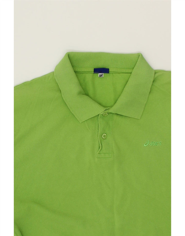 ASICS Mens Skinny Polo Shirt 2XL Green Cotton Vintage Asics and Second-Hand Asics from Messina Hembry 
