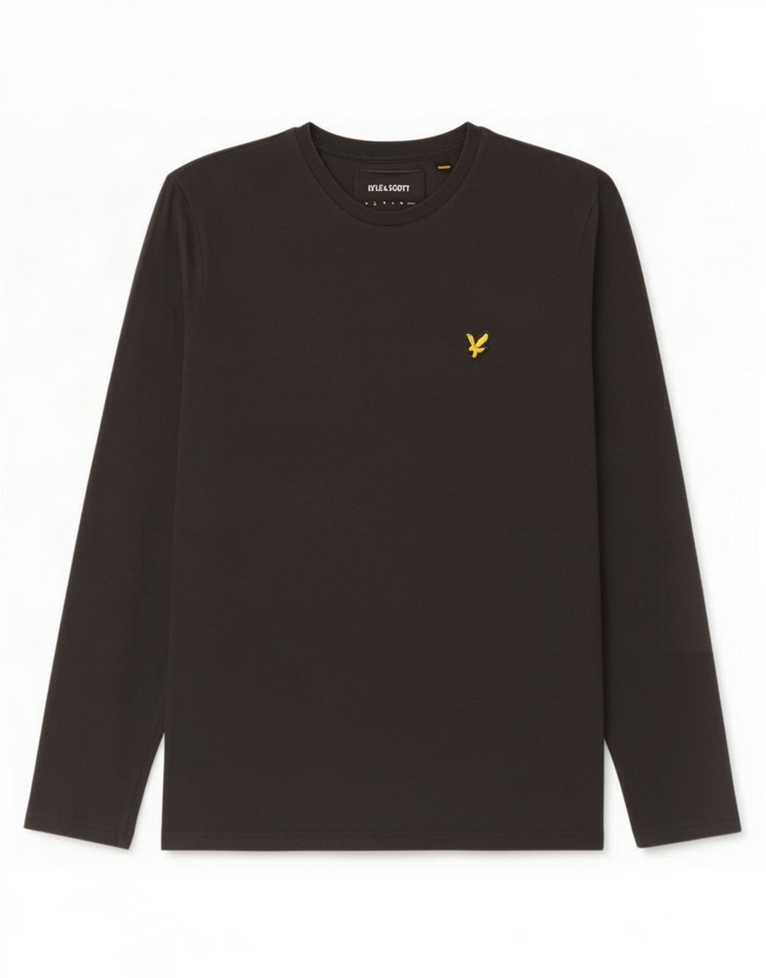 Lyle & Scott Camiseta masculina de manga comprida pequena de algodão preto