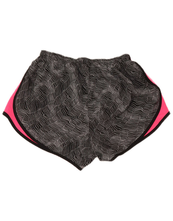 NIKE Womens Dri Fit Sport Shorts UK 16 Grande Preto Colourblock Poliéster