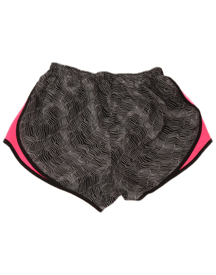 NIKE Womens Dri Fit Sport Shorts UK 16 Grande Preto Colourblock Poliéster