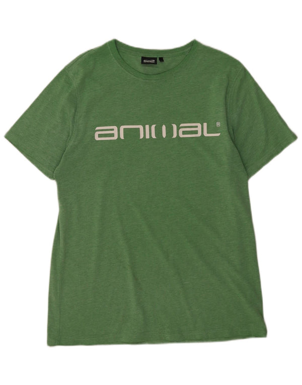 Animal Mens Graphic T-Shirt Top Médio Algodão Verde
