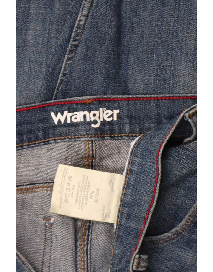Wrangler Mens Jeans Slim W36 L29 Azul Algodão