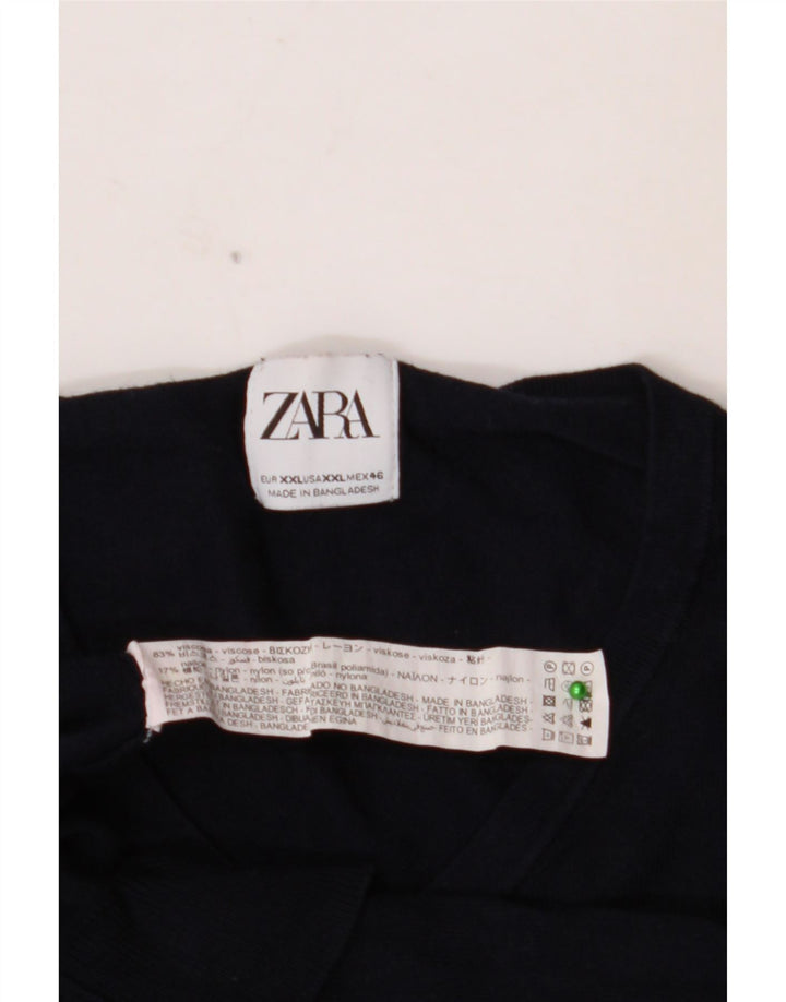 Suéter masculino ZARA com decote em V 2XL azul marinho viscose