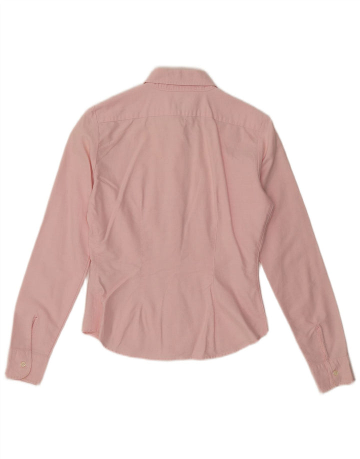 Camisa feminina Benetton UK 10 pequena algodão rosa