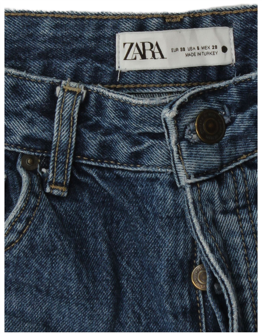Calça jeans reta feminina Zara EU 38 pequena W28 L32 azul
