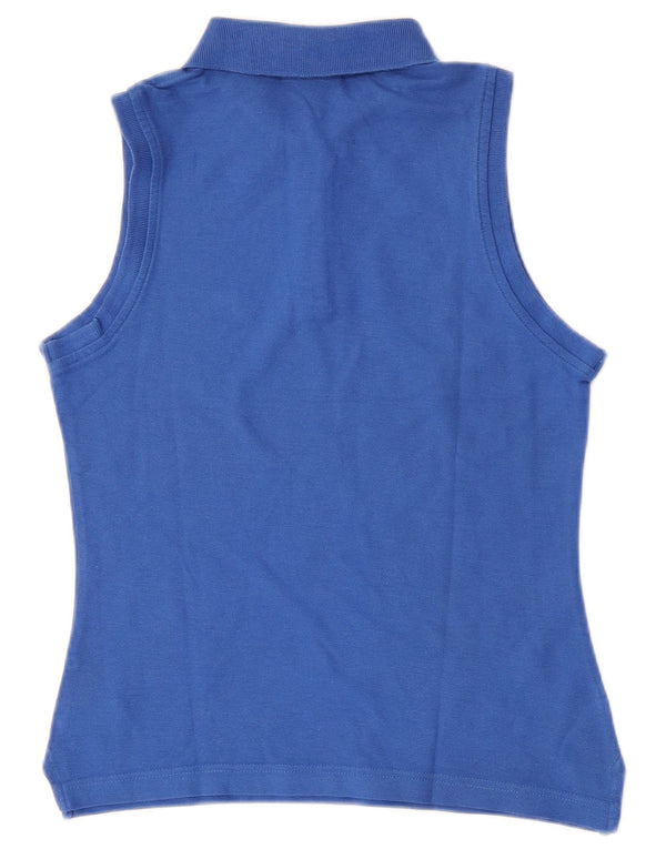 Camisa polo feminina sem mangas Fila UK 12 algodão azul médio