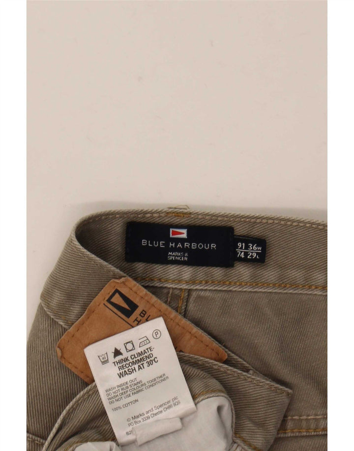 Calça jeans reta masculina Marks & Spencer Blue Harbor W36 L29 algodão cinza