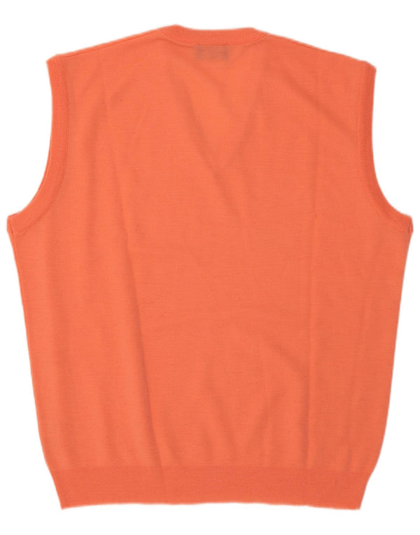 Colete masculino vintage regata grande de lã laranja