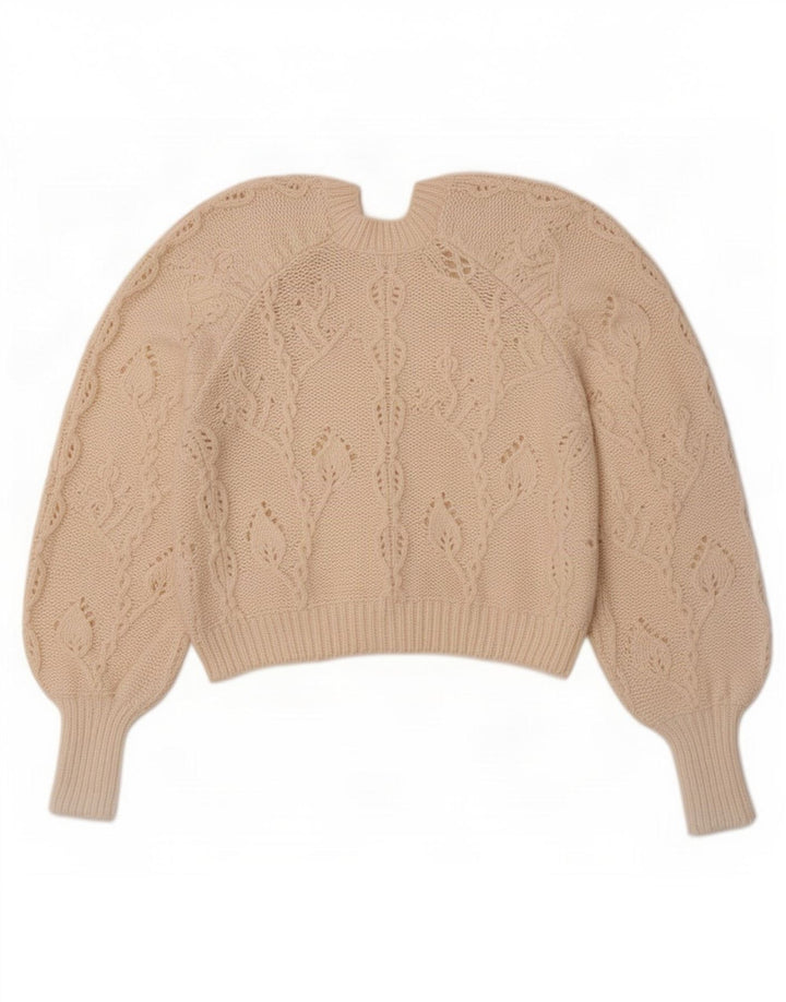 Suéter feminino Zara Crop Cardigan UK 10 pequeno poliéster branco