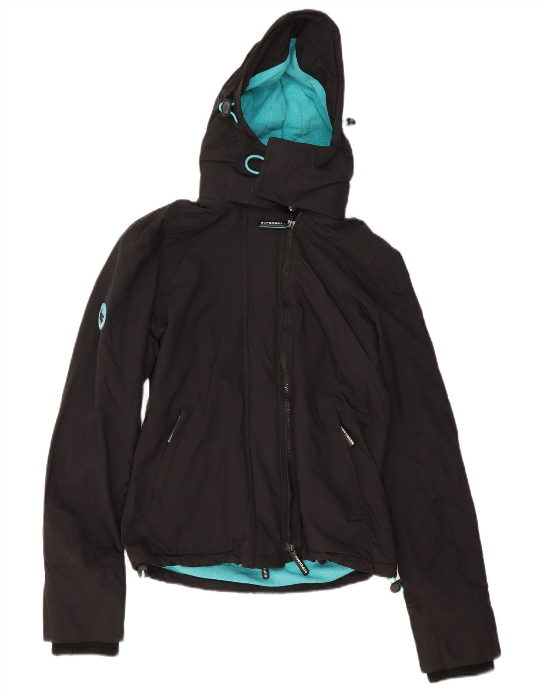 Jaqueta corta-vento superdimensionada feminina SUPERDRY Reino Unido 10 pequena preta