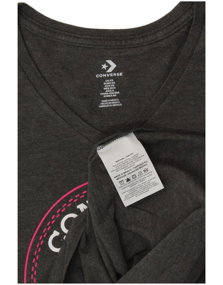 Camiseta feminina CONVERSE com estampa gráfica UK 6 XS algodão cinza