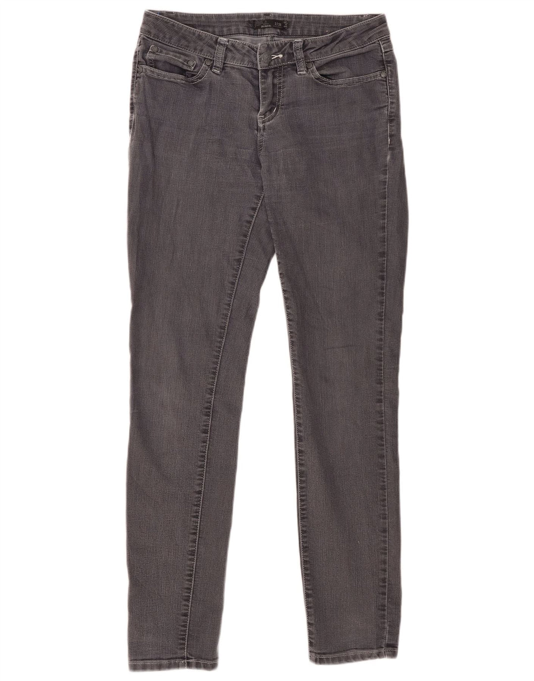 PRANA Jeans skinny feminino de cintura média US 2 XS W26 L31 algodão cinza