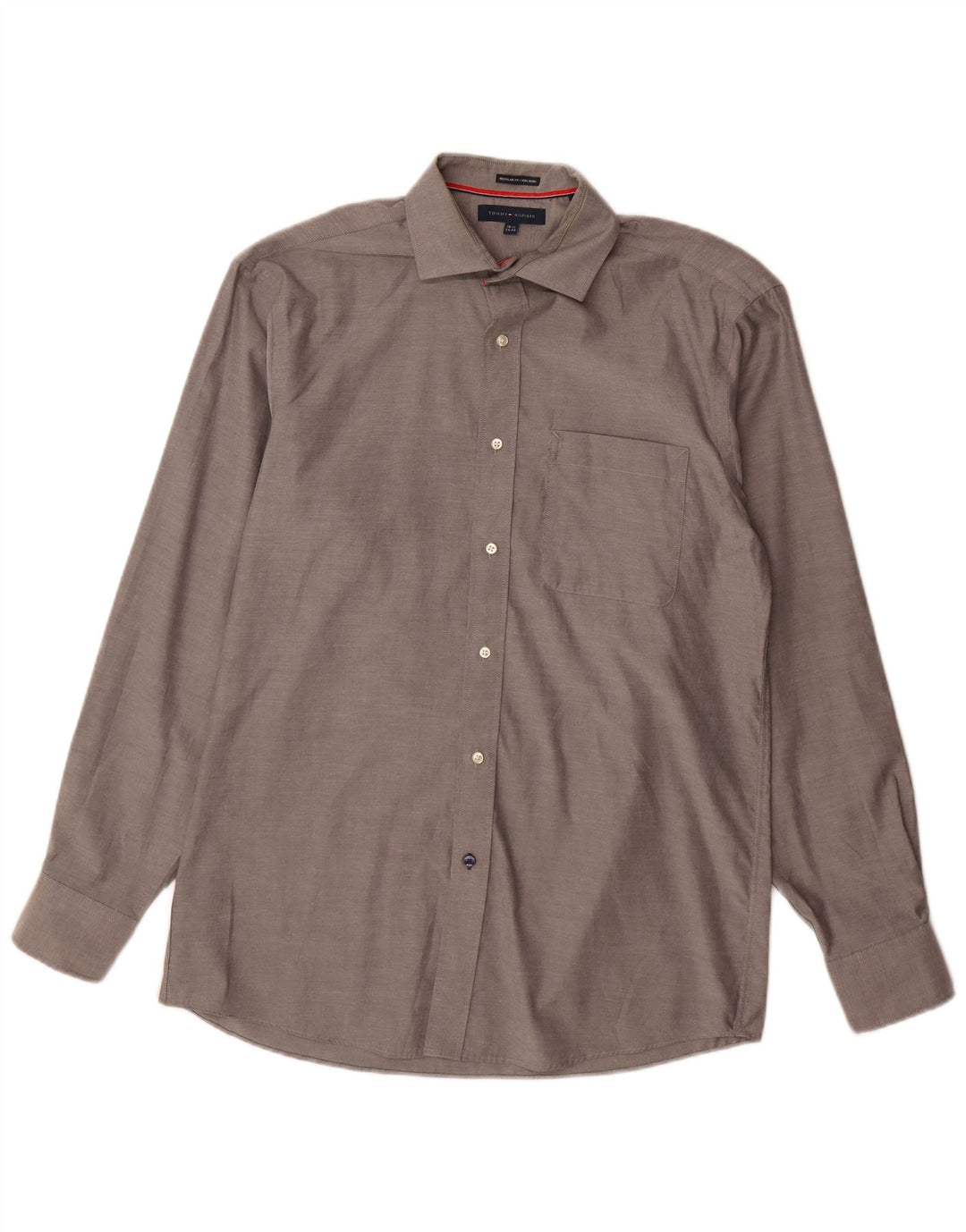 Camisa masculina Tommy Hilfiger Regular Fit tamanho 15 1/2 algodão cinza médio