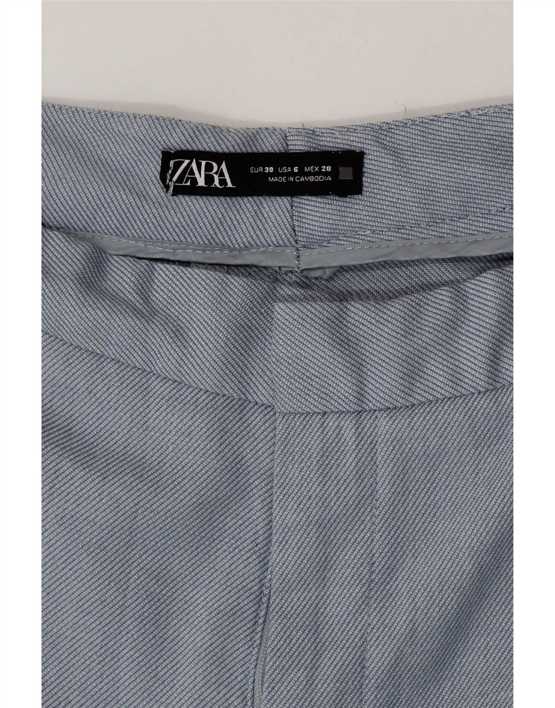 Calça Chino Reta Feminina Zara EU 38 Pequeno W28 L27 Azul Poliéster