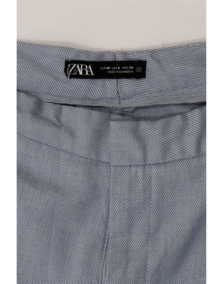 Calça Chino Reta Feminina Zara EU 38 Pequeno W28 L27 Azul Poliéster