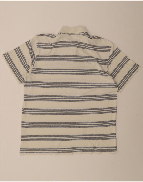 Camisa polo masculina Ellesse Reino Unido 38 algodão listrado branco médio