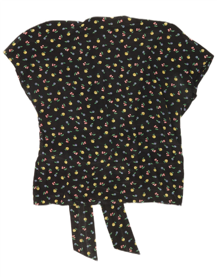 Blusa feminina vintage com padrão abstrato IT 48 XL preta