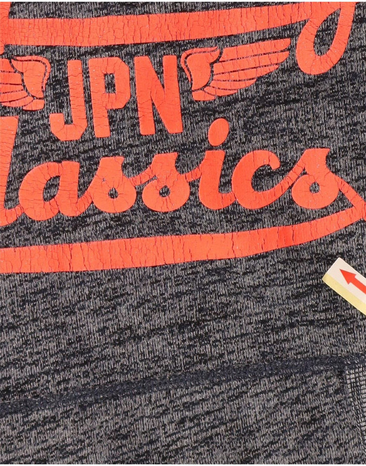 Suéter com capuz gráfico feminino Superdry UK 12 algodão manchado azul marinho médio