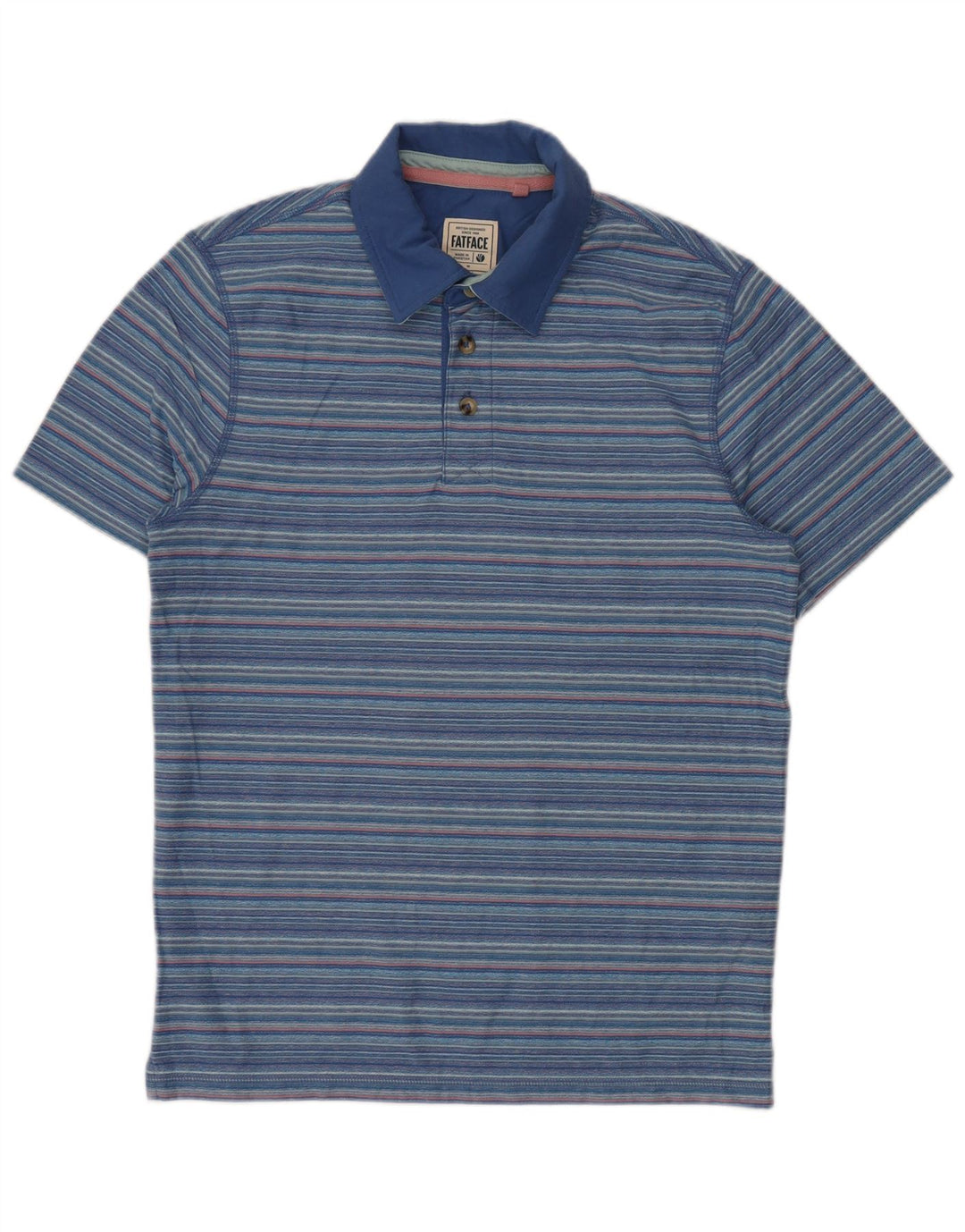 Camisa polo masculina FAT FACE de algodão listrado azul médio
