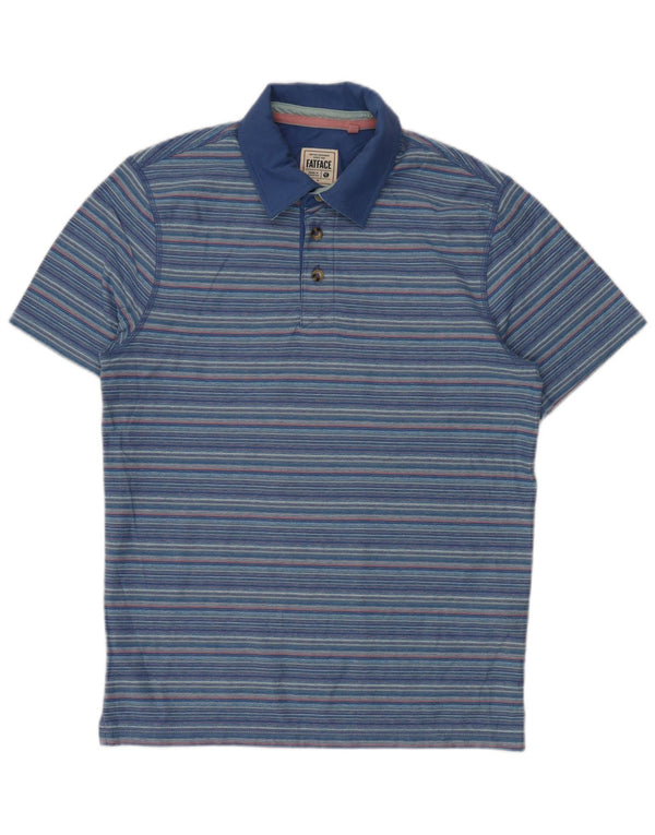 Camisa polo masculina FAT FACE de algodão listrado azul médio