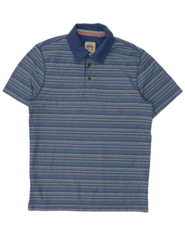 Camisa polo masculina FAT FACE de algodão listrado azul médio
