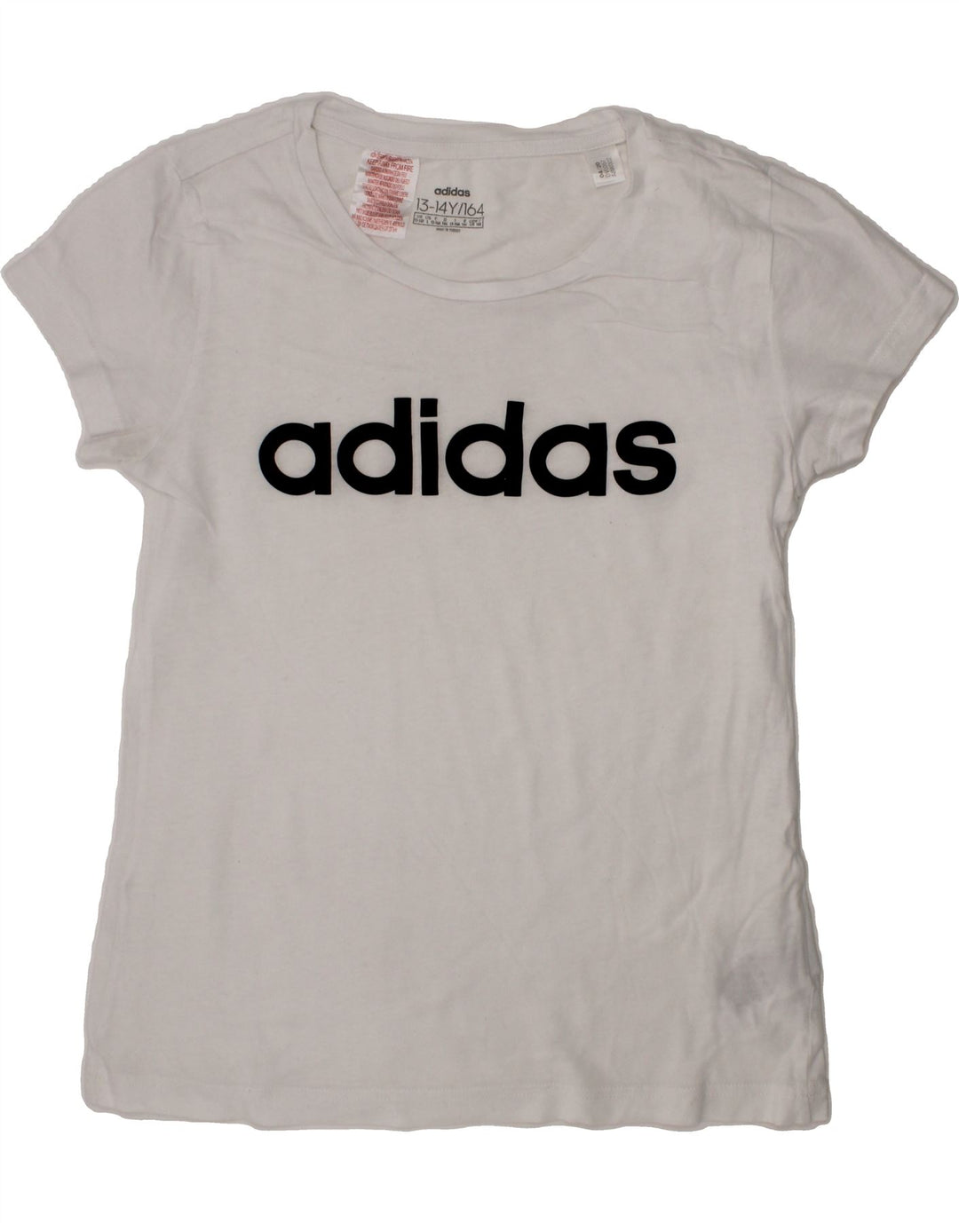ADIDAS Girls Graphic T-Shirt Top 13-14 Years White Cotton Vintage Adidas and Second-Hand Adidas from Messina Hembry 