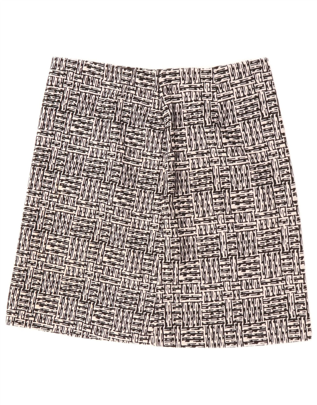 Saia feminina Marks & Spencer A-Line UK 16 grande W34 preta geométrica