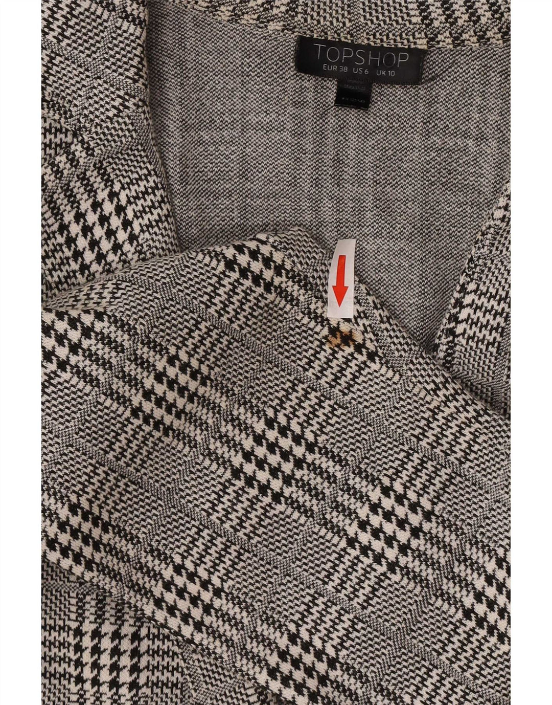 Sobretudo feminino Topshop UK 10 algodão houndstooth cinza pequeno