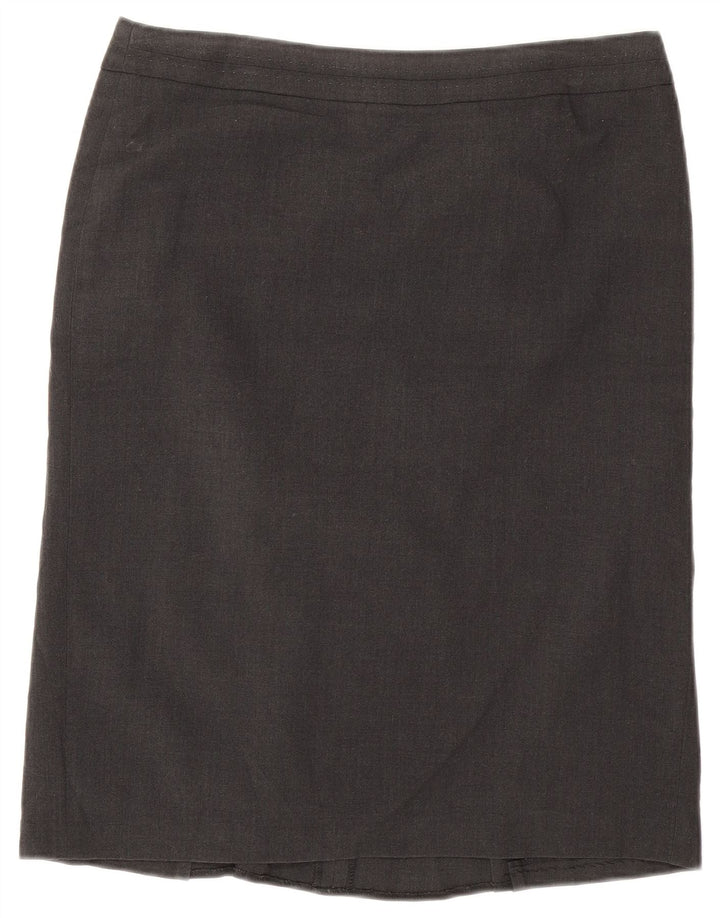 Saia reta feminina Marks & Spencer Reino Unido 12 médio W32 poliéster cinza