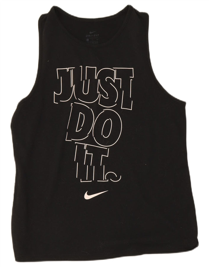 Colete gráfico Nike feminino Dri Fit Top UK 10 pequeno poliéster preto