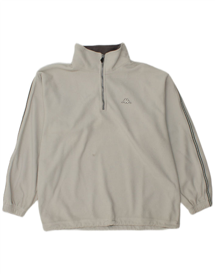 Kappa Mens Zip Neck Fleece Jumper Grande Off White Poliéster