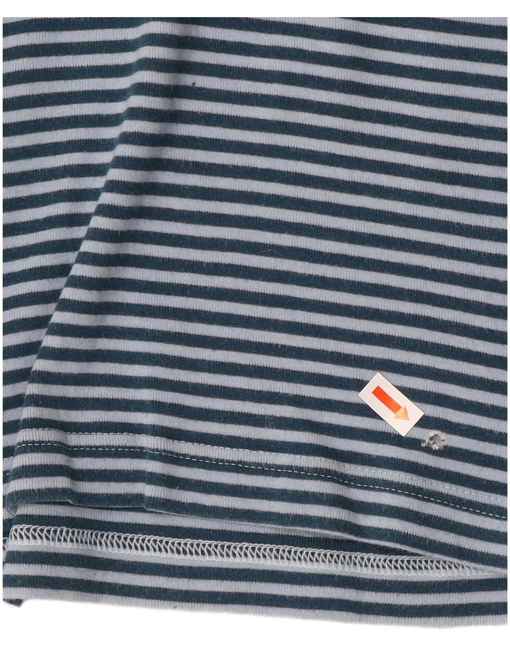 LACOSTE Top feminino de manga comprida tamanho 38 algodão listrado azul médio
