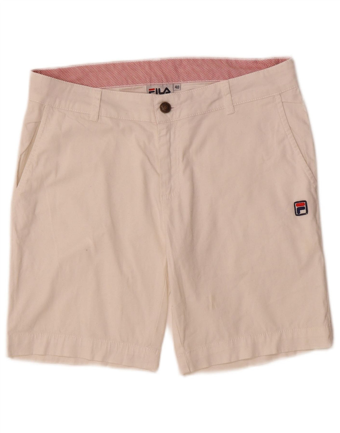 FILA Shorts Chino Feminino EU 40 Médio W30 Algodão Branco