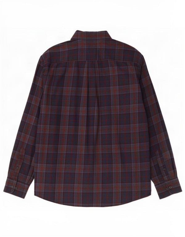 Fynch Hatton Camisa masculina de flanela tamanho 41/42 Grande algodão xadrez azul