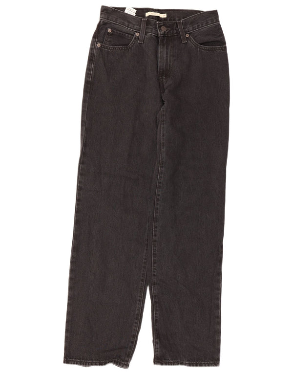 Calça jeans larga feminina Levi's W24 L31 algodão preto