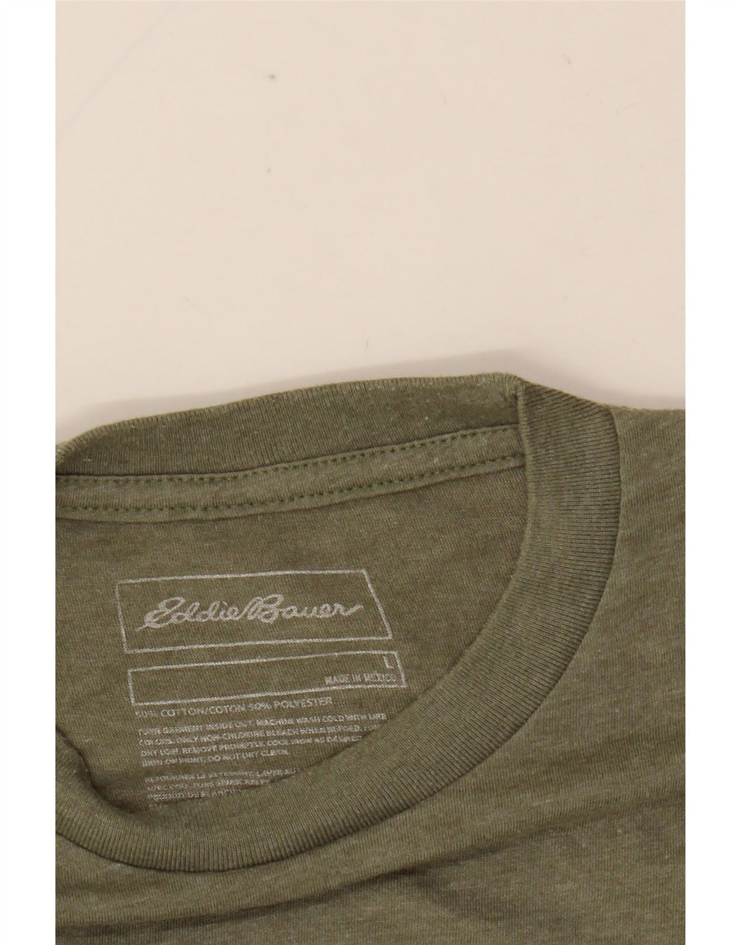 Camiseta masculina EDDIE BAUER com estampa gráfica grande de algodão cáqui