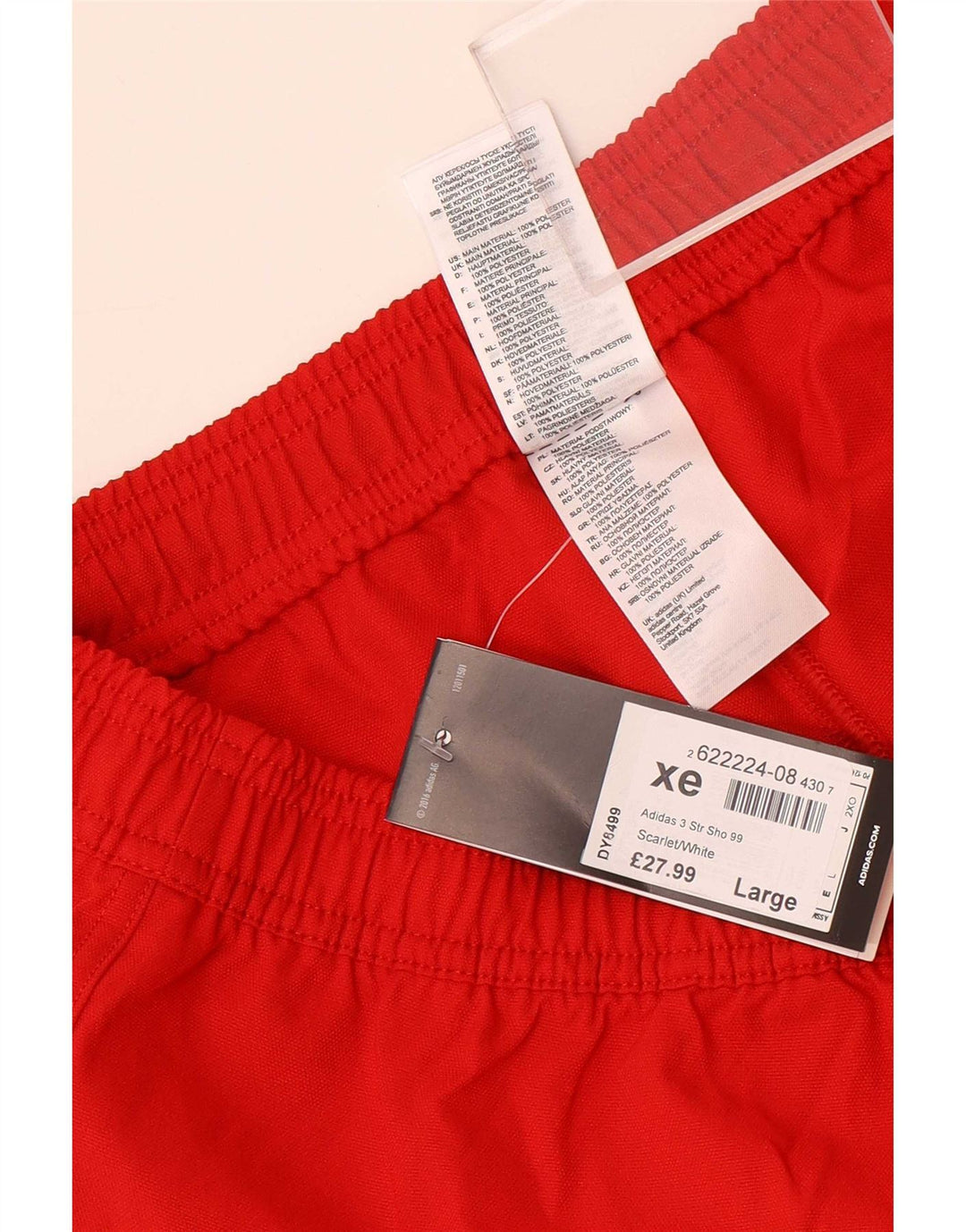 Shorts esportivos masculinos Adidas grande poliéster vermelho