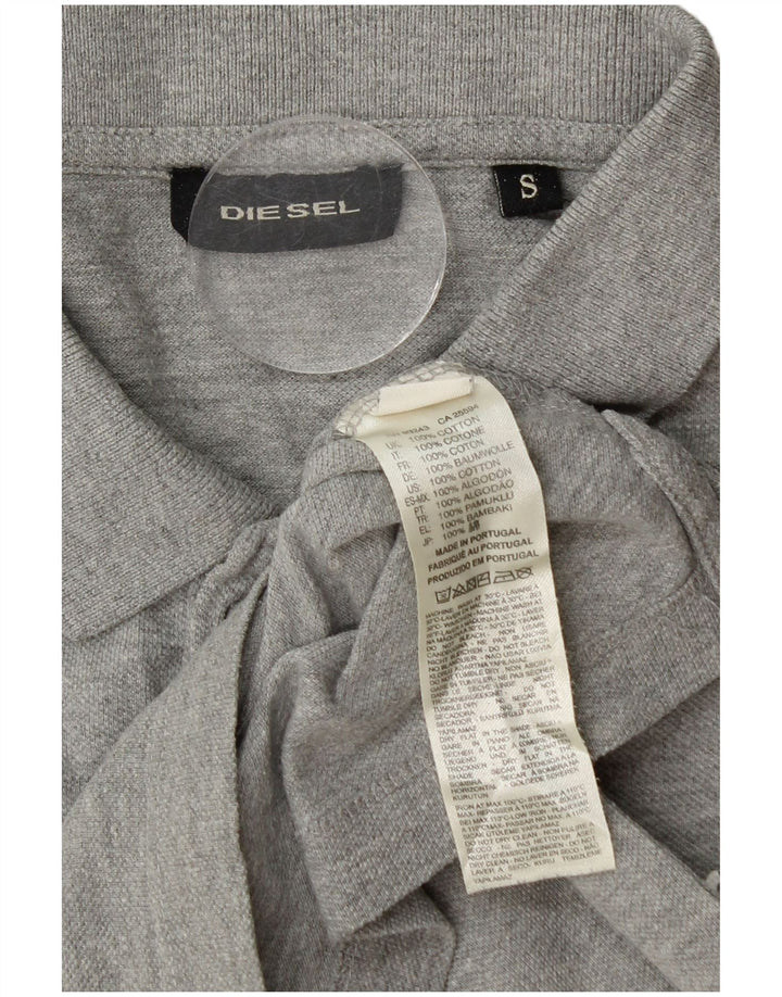DIESEL Camisa polo masculina gráfica pequena algodão cinza