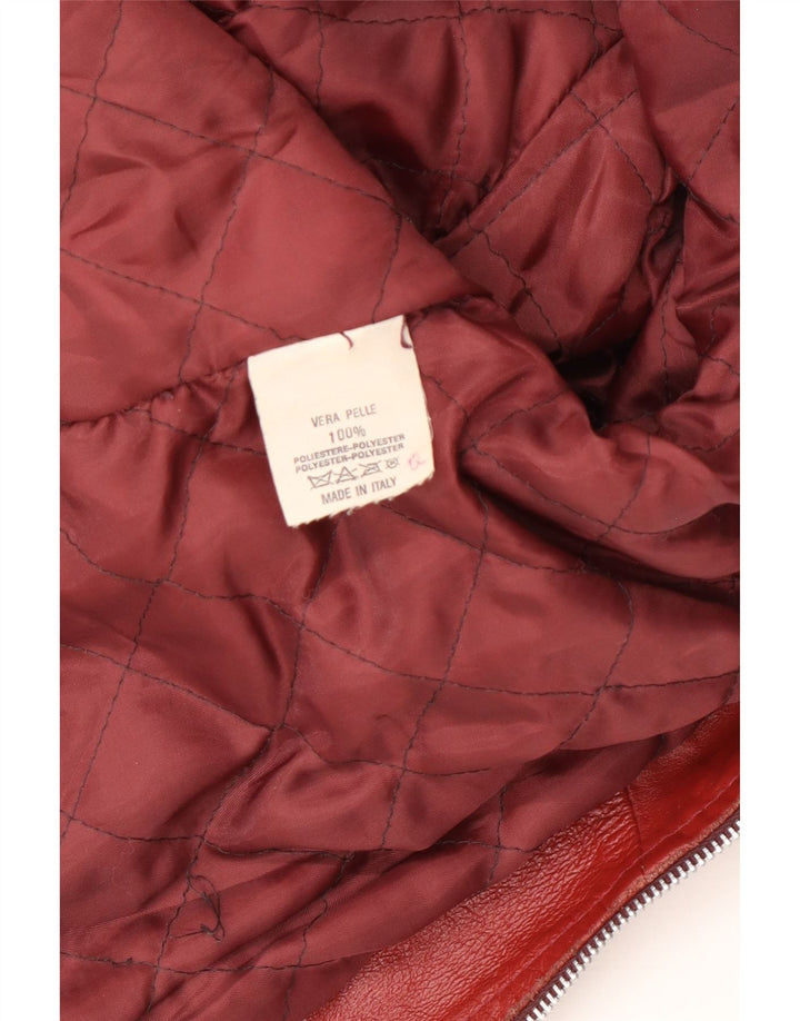 Jaqueta de couro feminina vintage UK 14 vermelho médio