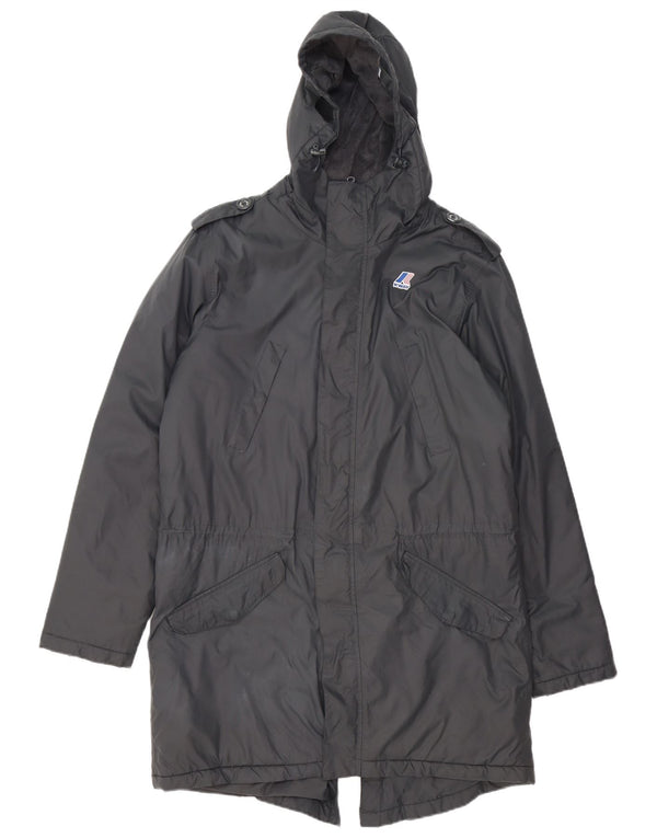 Jaqueta parka masculina militar com capuz K-Way Reino Unido 40 grande cinza