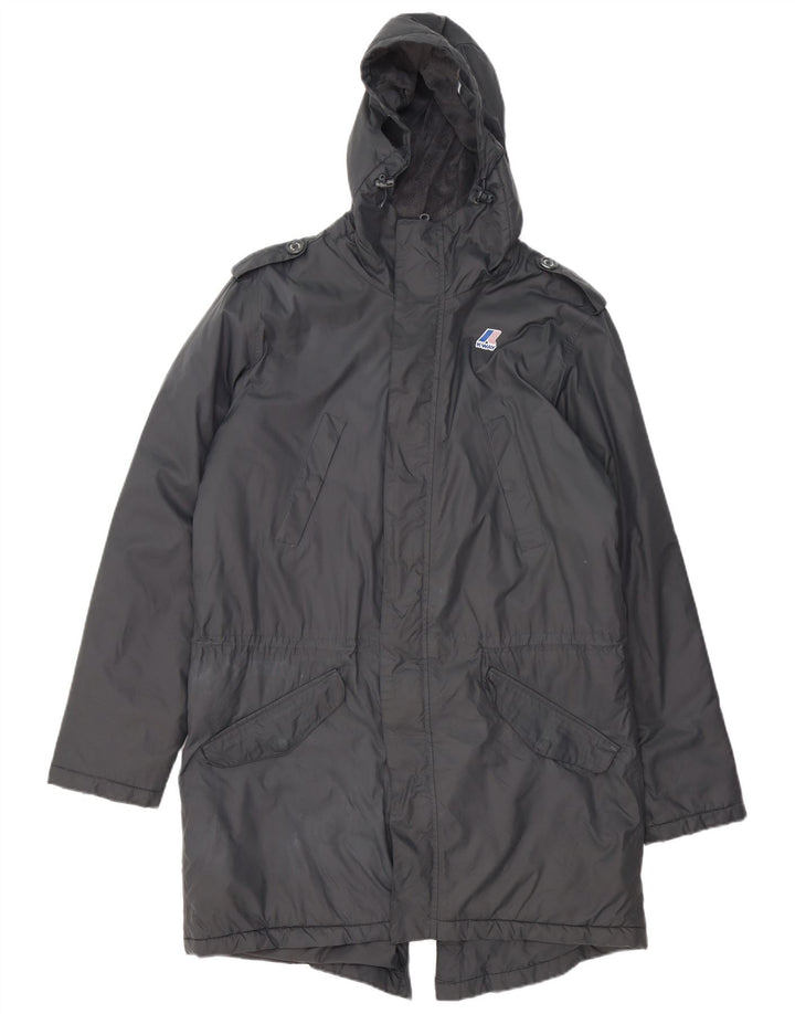Jaqueta parka masculina militar com capuz K-Way Reino Unido 40 grande cinza