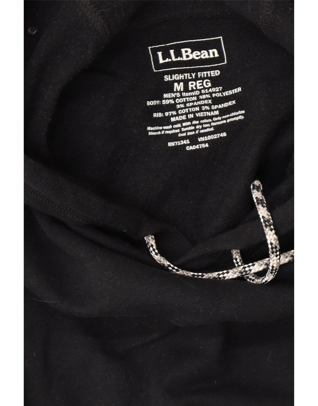 L.L.BEAN moletom com capuz masculino médio algodão preto