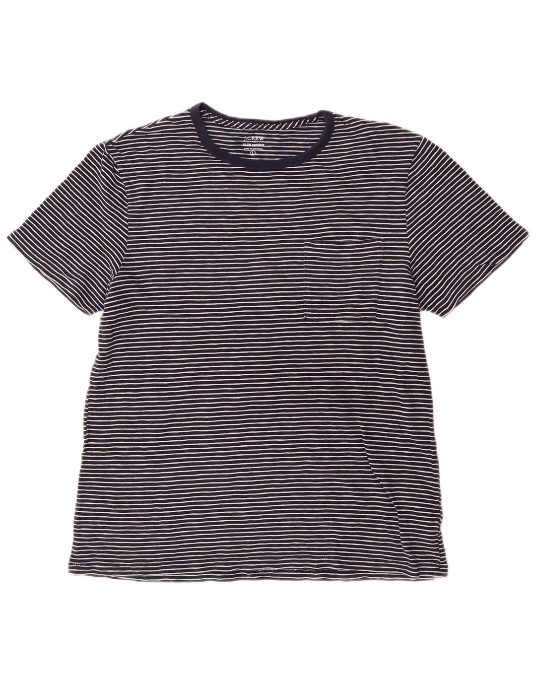 J. CREW Camiseta feminina Top UK 16 grande algodão listrado azul marinho
