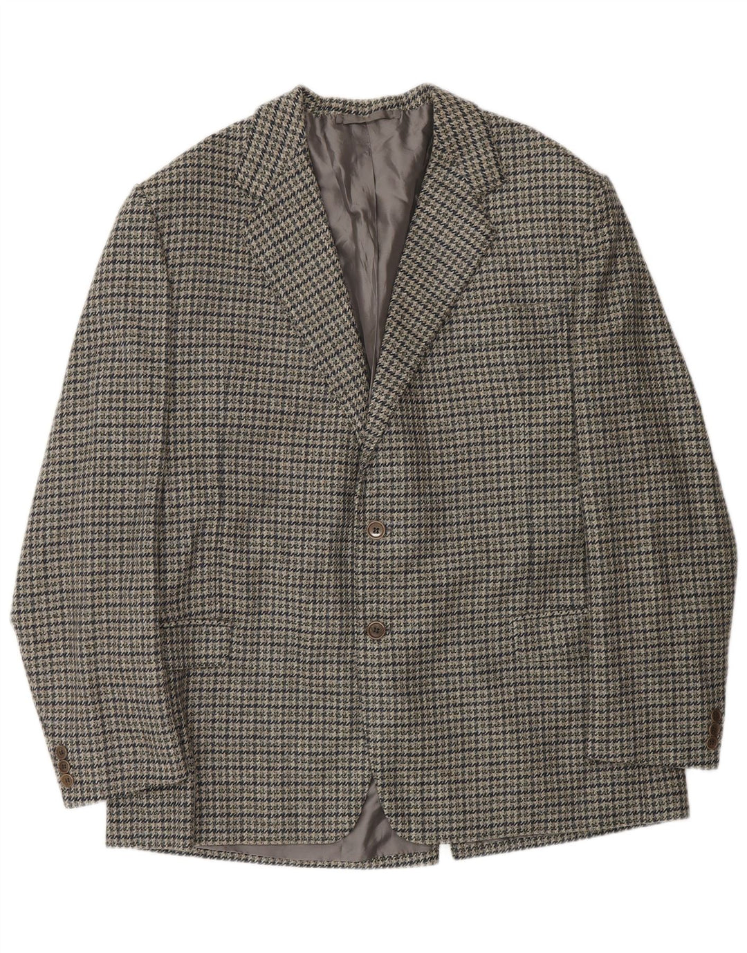 Ermenegildo Zegna Jaqueta blazer masculina de 2 botões UK 40 cinza médio Houndstooth