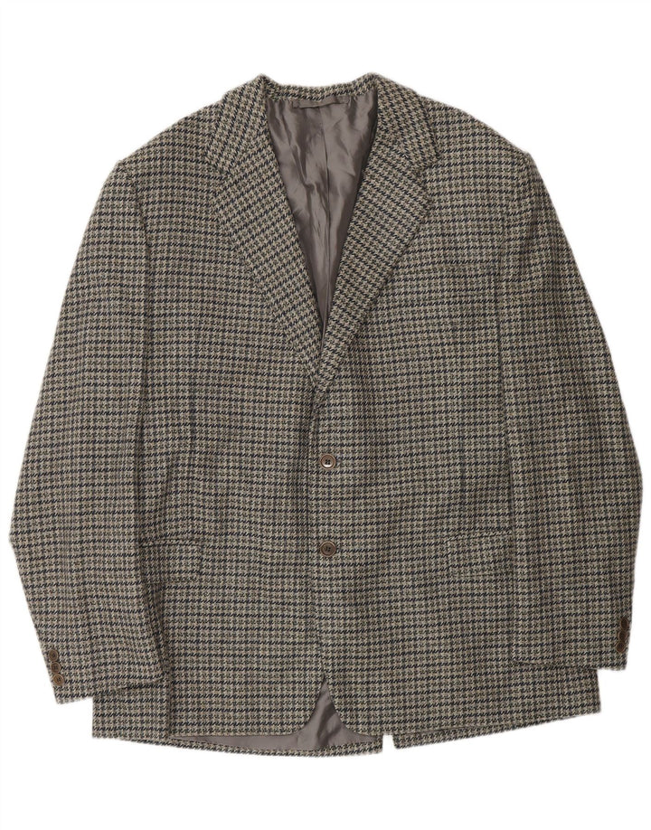 Ermenegildo Zegna Jaqueta blazer masculina de 2 botões UK 40 cinza médio Houndstooth
